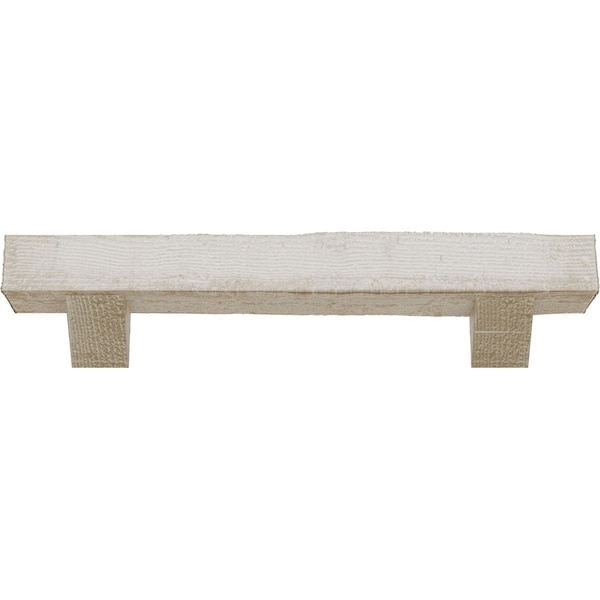 Kit W/ Breckinridge Corbels, White Washed, 4H  X 6D X 48W Rough Sawn Faux Wood Fireplace ManteL